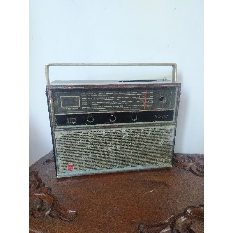 radio kayu jadul merek sharp mati box radio kayu