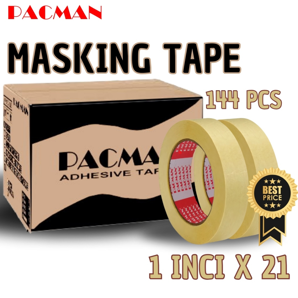 

1 box (144pcs) 1 inchi x 21 Masking tape Pacman original 100% lakban kertas murah berkualitas