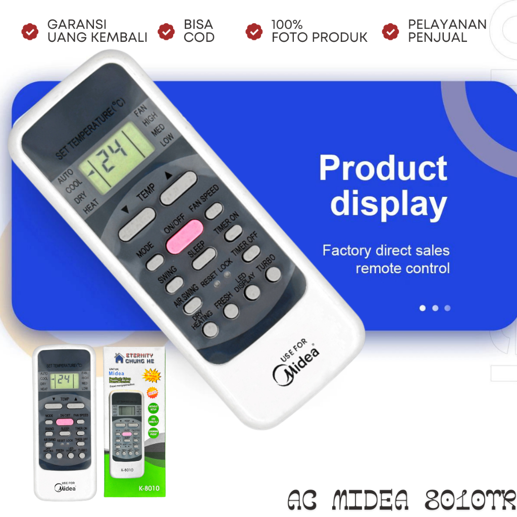 REMOTE AC MIDEA REMOT PENGGANTI SPLIT LOW WATT INVERTER 1/2 - 2PK 8010