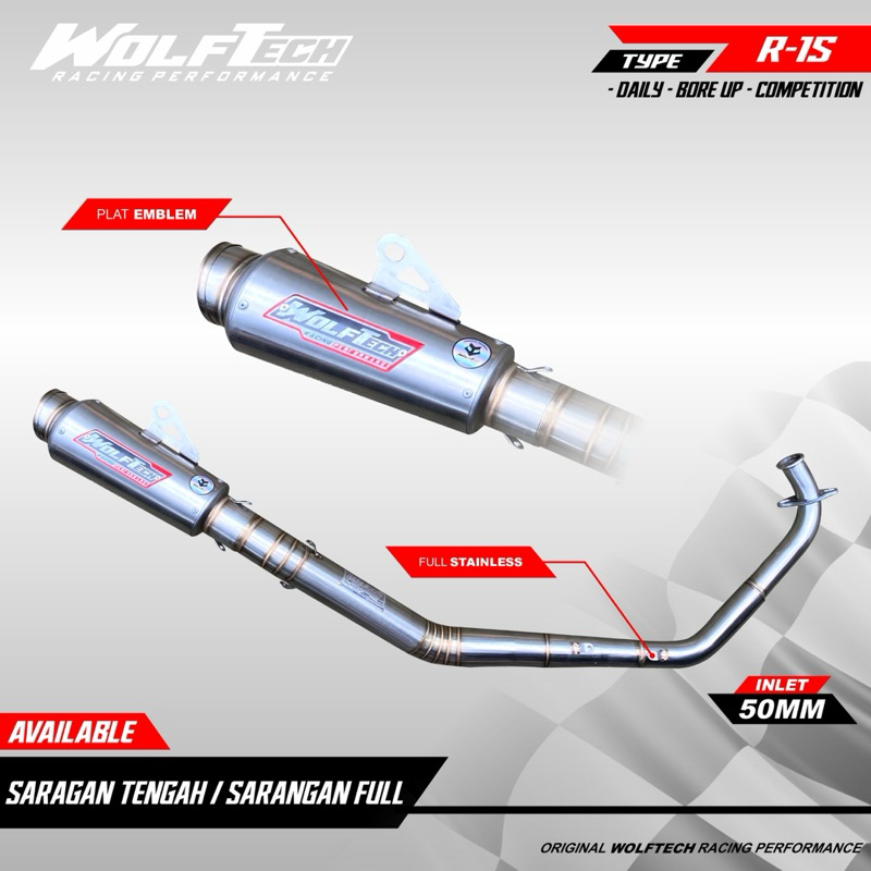 Knalpot Fullsystem Yamaha R15 v1 v2 dan v3 knalpot r15 by Wolf Tech Racing