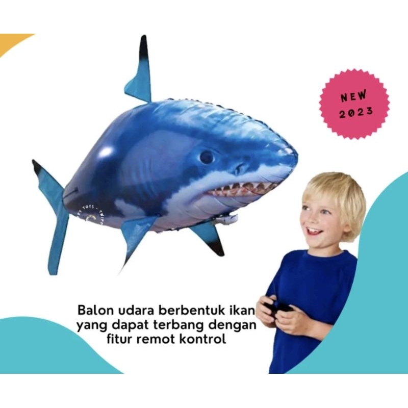SUPER JUMBO REMOTE CONTROL IKAN HIU SHARK NEMO BIG BALLOON RC FISH FLYING TERBANG BALON KONTROL