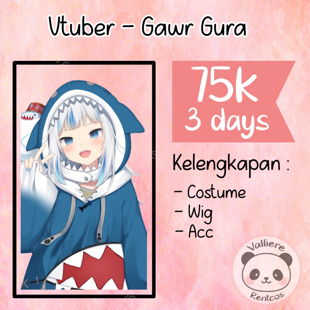 Rental kostum Vtuber Gawr gura