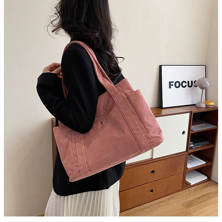 Promo Terbaru Hayden Soleil Bag Tote Bag Korduroi Polos Fashionable Wanita Korea Tas Jinjing Muat