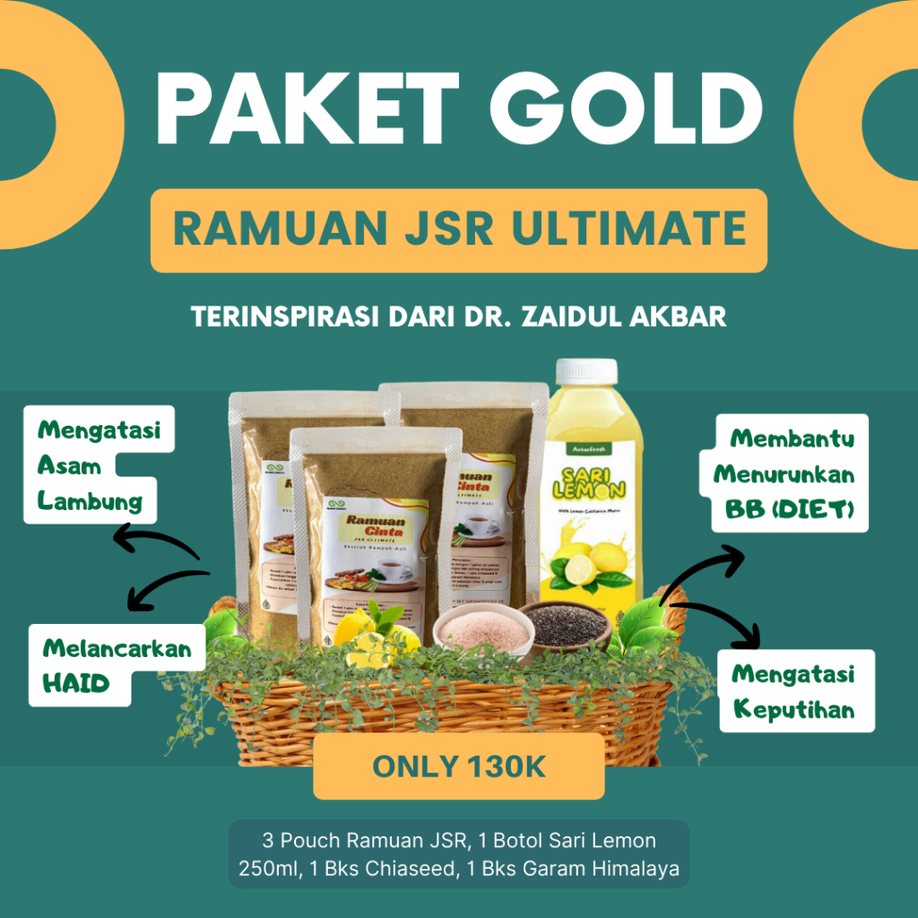 

[PAKET GOLD] Ramuan JSR Ultimate - Resep By Dr. Zaidul Akbar - Bagus Untuk Diet dan Mengatasi Asam Lambung