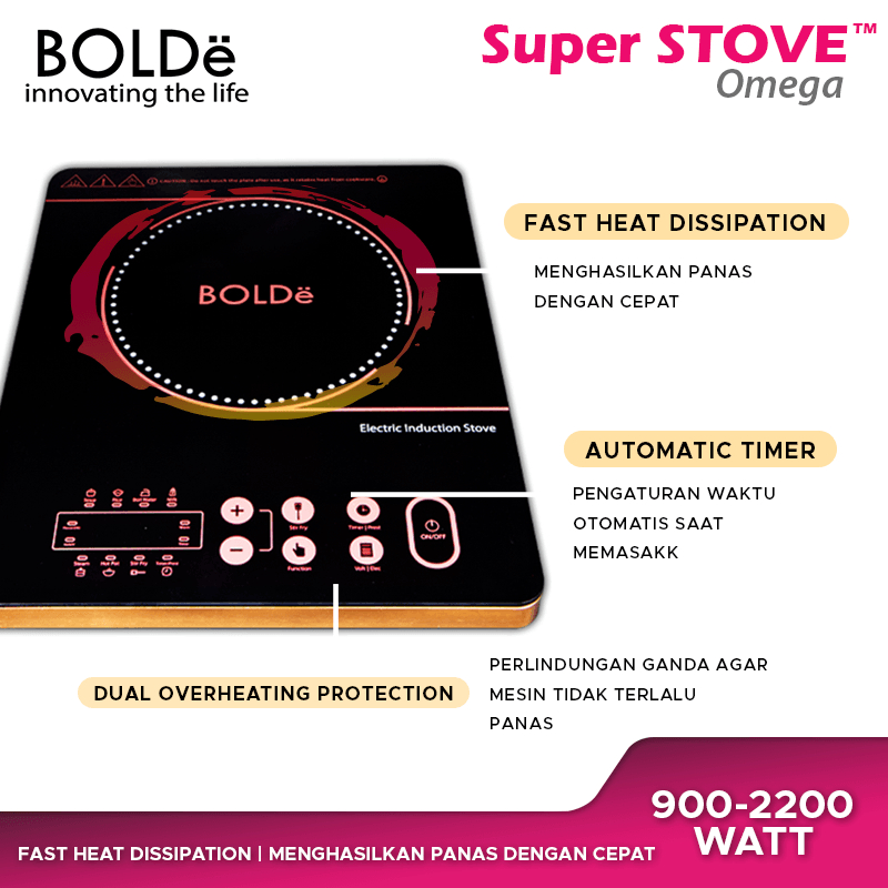 BOLDe Stove Omega Kompor Induksi Digital 1 Tungku / Kompor Listrik