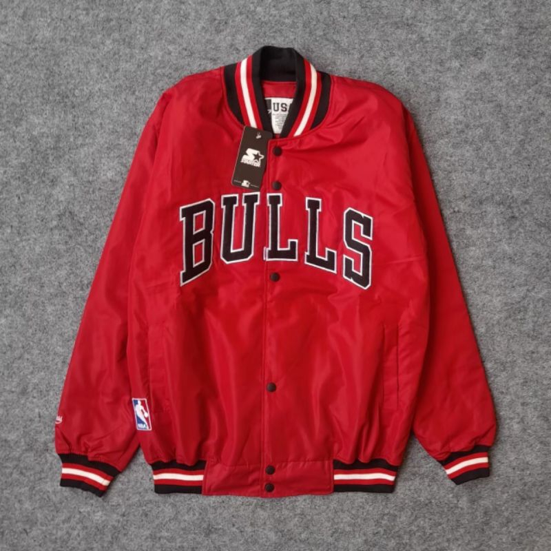 VARSITY JACKET NBA CHICAGO BULLS RED BORDIR PREMIUM FULL TAG