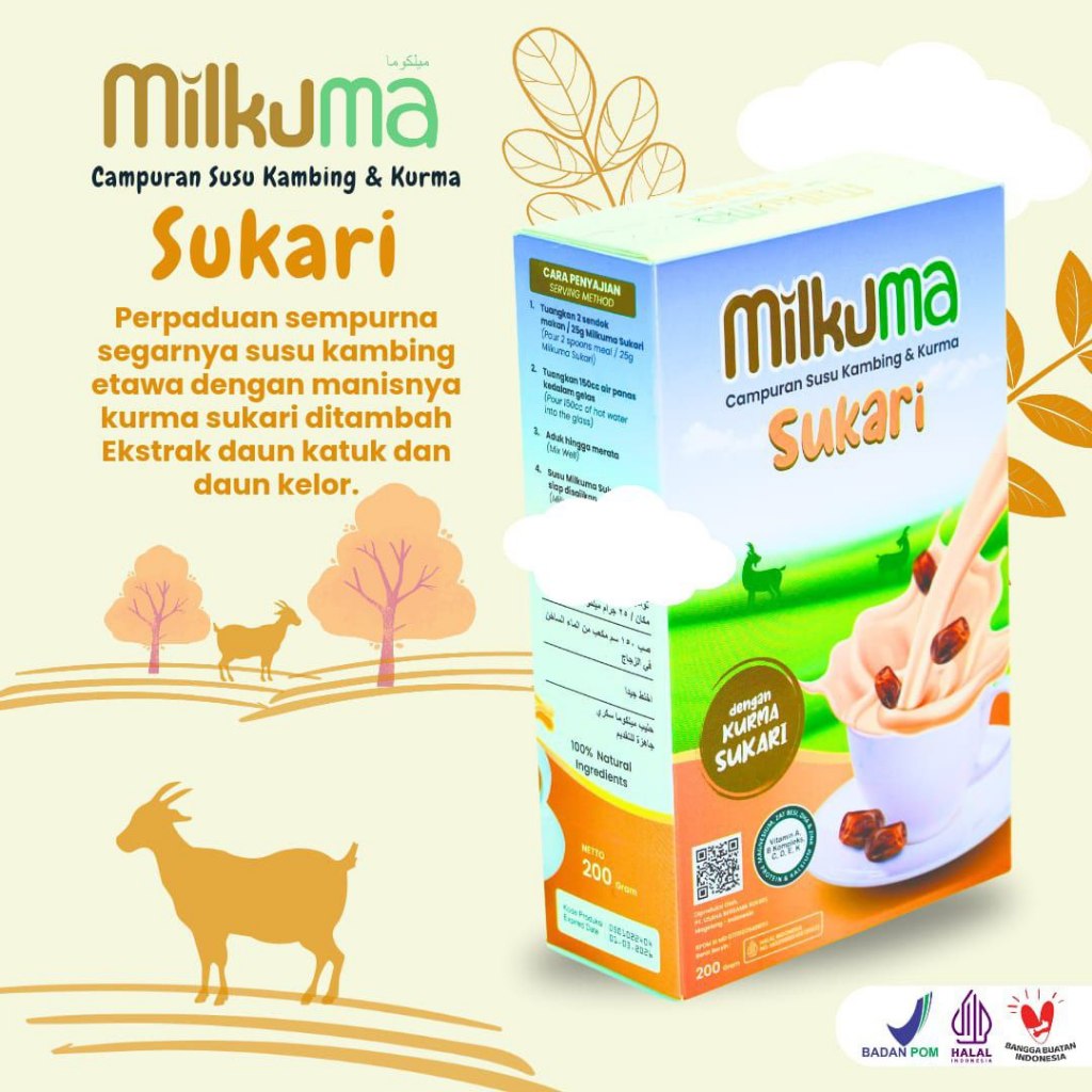 

MILKUMA Susu Kambing Kurma Sukari 200gr Minuman Herbal Sehat Kemasan Baru