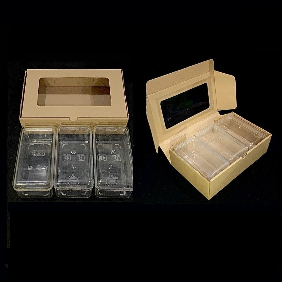 

( 3 pcs ) Box Kotak Eflute Isi 3 Toples Persegi Panjang 350 gram Dus Packaging Kue Kering Ukuran 15x25x7 cm