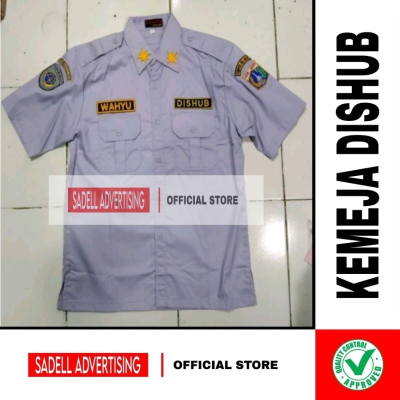Kemeja DISHUB Seragam Dinas Perhubungan Abu PDH PDL Lengan Pendek Pria Bordir