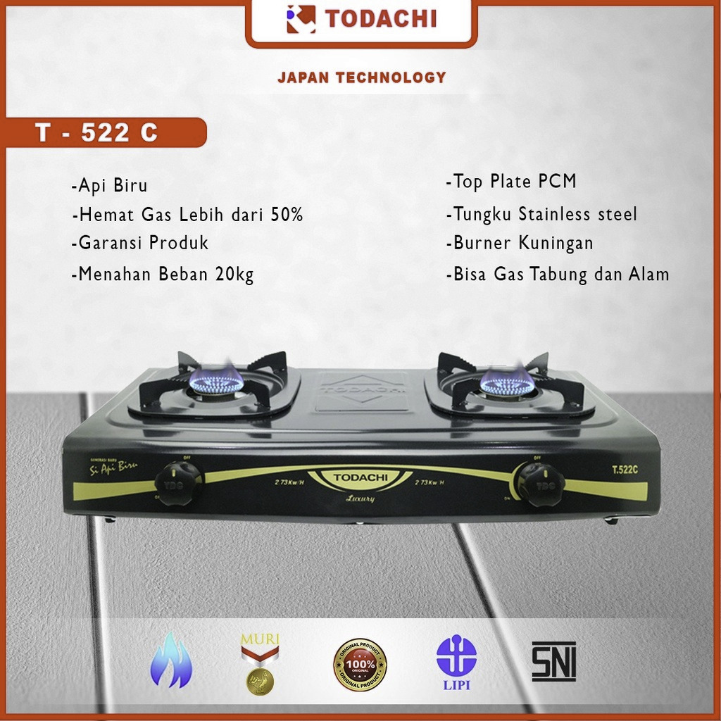 Kompor Gas Todachi 2 Tungku Type T-522 C