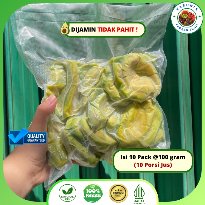 

ALPUKAT MENTEGA FROZEN 1KG ISI 10 PACK KEMASAN 100 GRAM/ FROZEN AVOCADO GRADE A PREMIUM