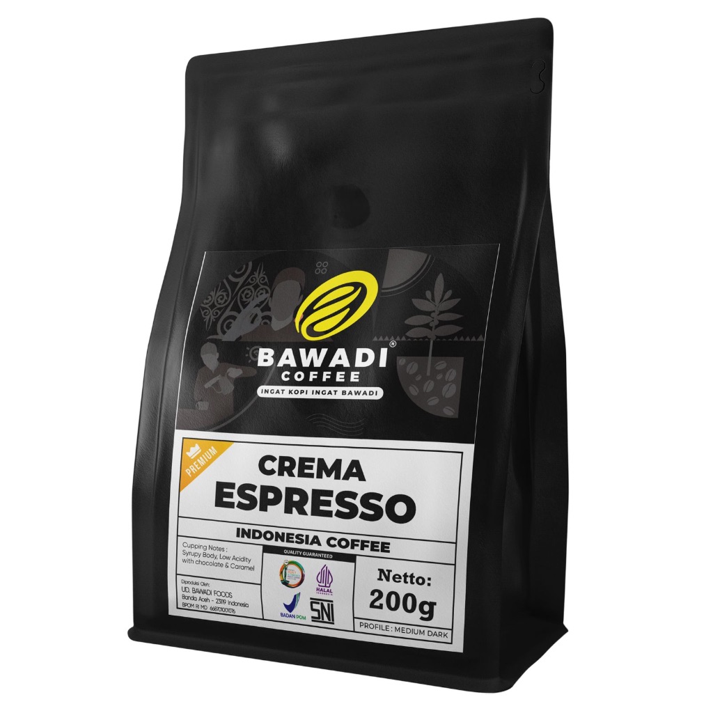 

Kopi Crema Expresso 200gr - Bawadi Coffee - Arabica Gayo Premium - Kopi Aceh - Kopi -