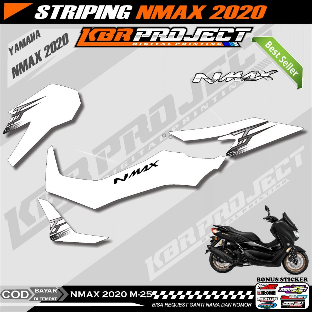 NMAX 2020 STIKER  STRIPING PREMIUM MOTOR KEREN LIS VARIASI MOTOR YAMAHA RACING M.25 TRANSPARAN COD