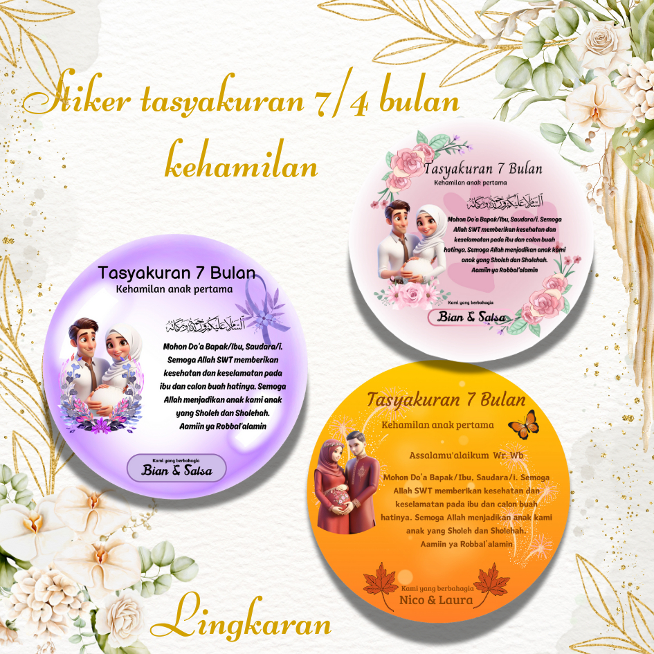 

Stiker Lingkaran Tasyakuran kehamilan 4/7 bulan/syukuranhamil 4bulan/7bulan kehamilan