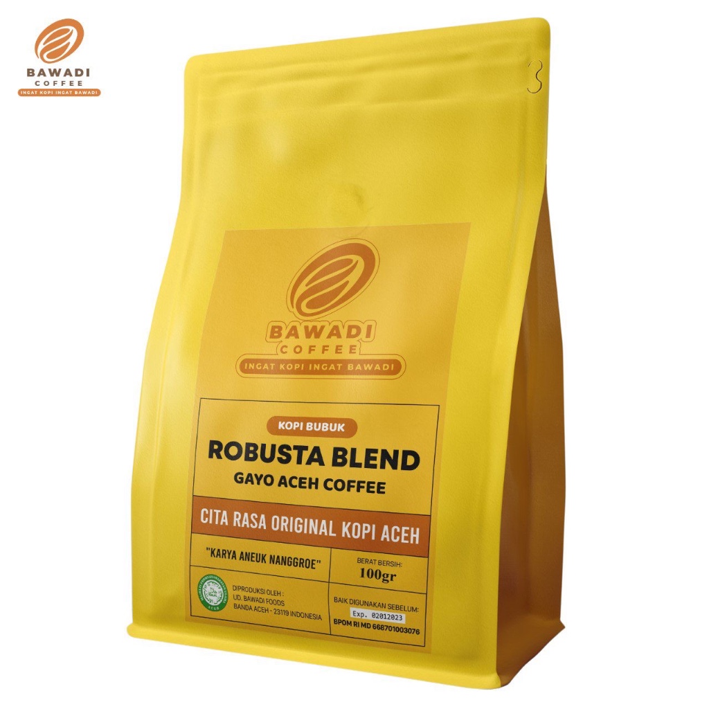 

Bawadi Coffee Robusta blend Gayo 100g Gold - Kopi Aceh