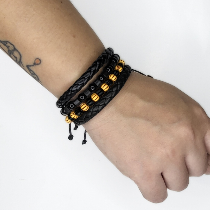 GMT4B Gelang Multilayer Set isi 4 pcs - Gelang Retro, Etnik, Vintage Style - Gelang Pria Wanita