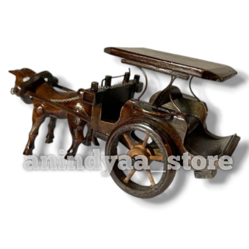 PAJANGAN miniatur andong kayu delman bendi hiasan klasik souvenir murah set hadiah