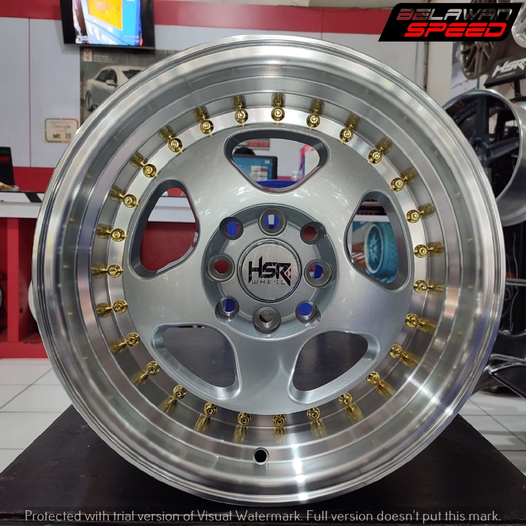 VELG MOBIL RACING TIPE CELONG TAPAK LEBAR HSR BURN RING 15 PCD 4X100/114,3 UNTUK JAZZ YARIS VIOS BRI