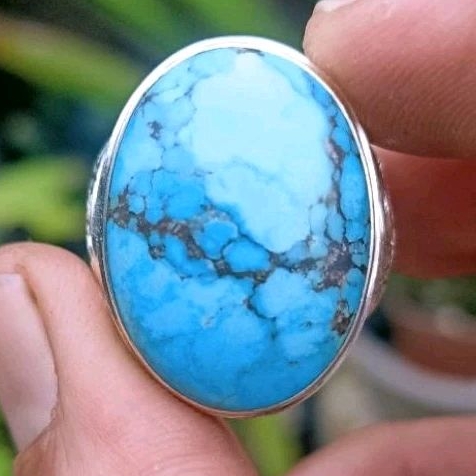 Cincin Batu Pirus Persia Natural Turquoise Blue Fancy