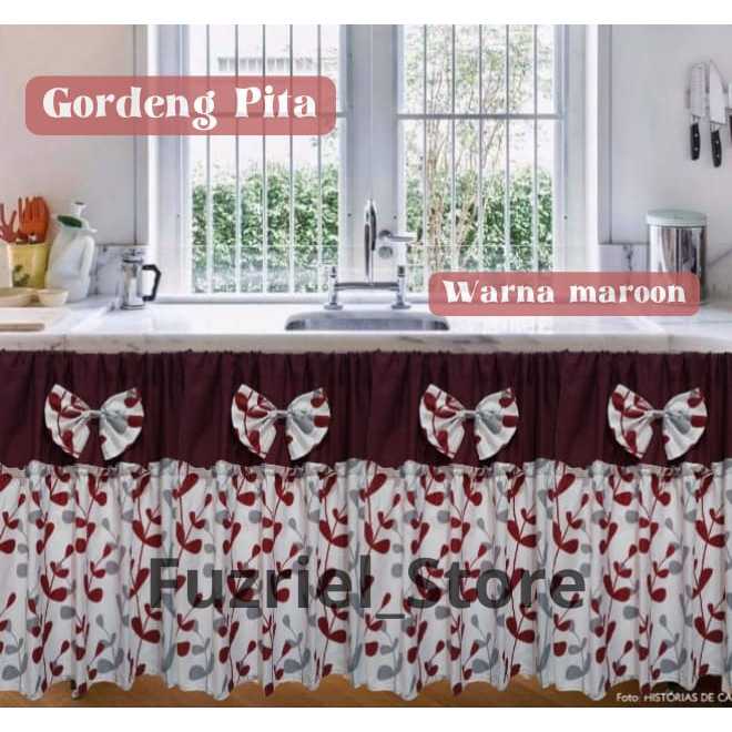 (premium) Gorden kolong dapur pita l Gorden kolong dapur minimalis I Tirai kolong