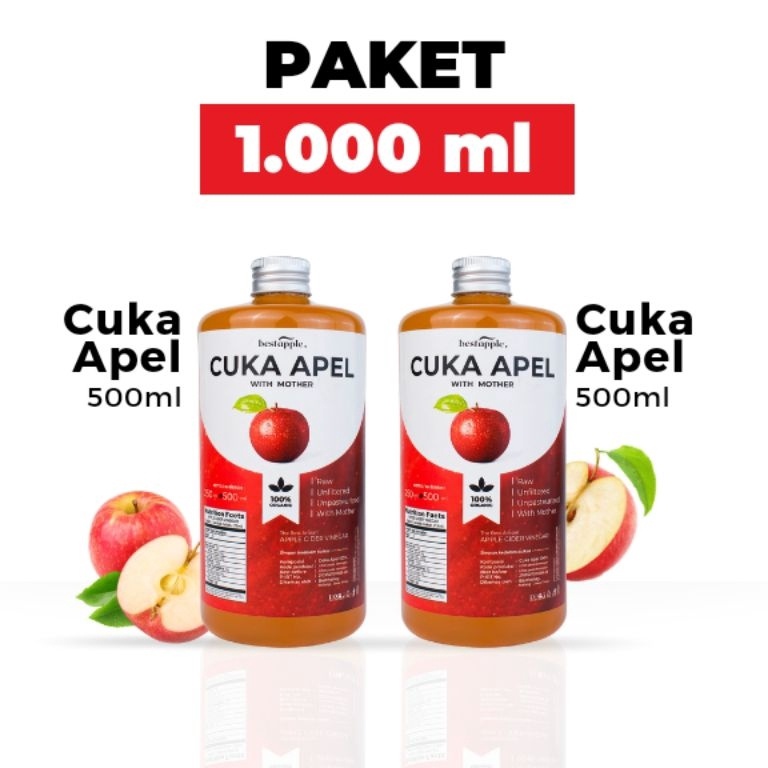 

SuperSale Bestapple Paket Cuka Apel Original Diet Detoks Apple Cider Vinegar Toner Wajah Alami