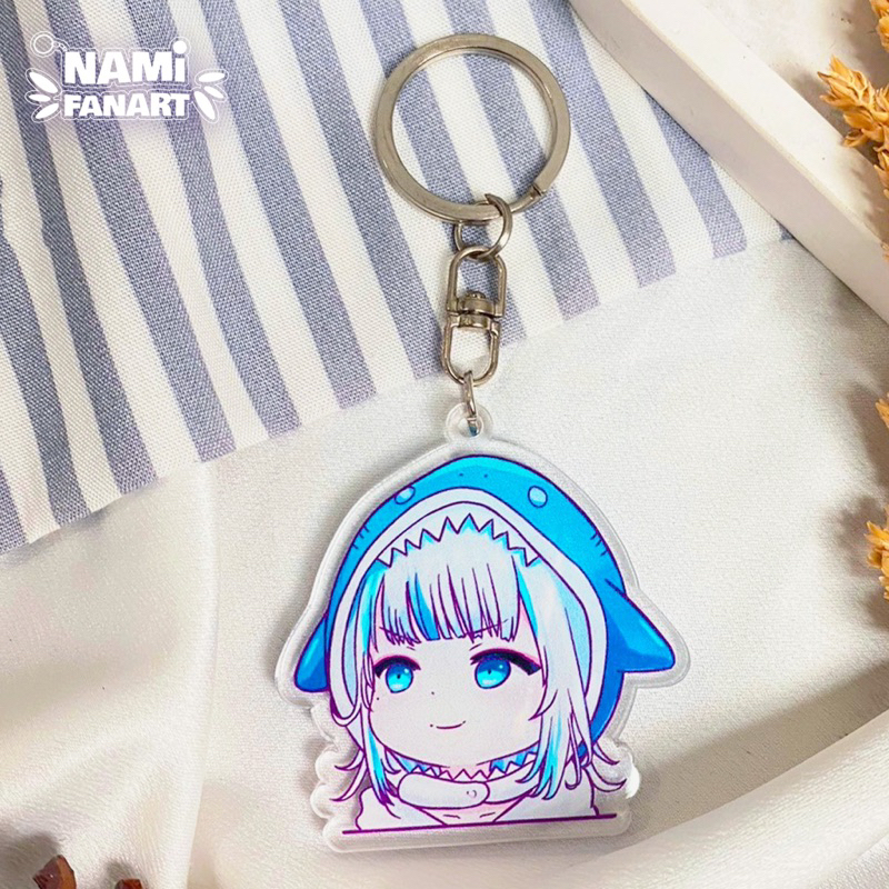 Hololive Gawr Gura Gantungan Kunci Keychain Anime Merchandise