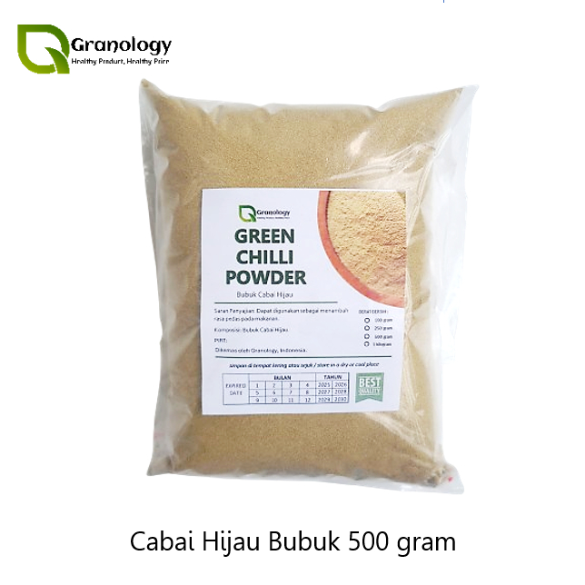 

Premium Cabai Hijau Bubuk / Cabe Ijo / Green Chili Powder (500 gram)