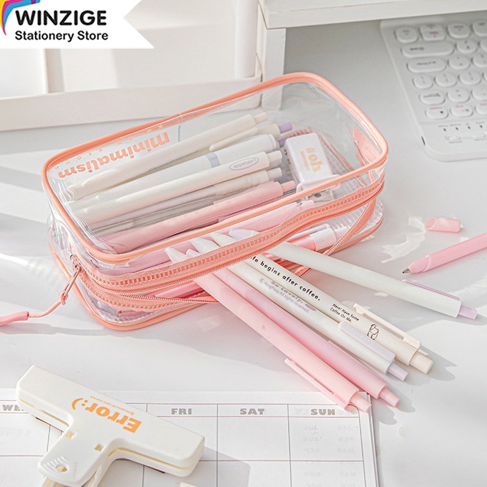 

Promo Terunik Winzige cute pencil case kotak pensil transparan aesthetic large tempat pensil kawaii pen pouch lucu stationery organizer