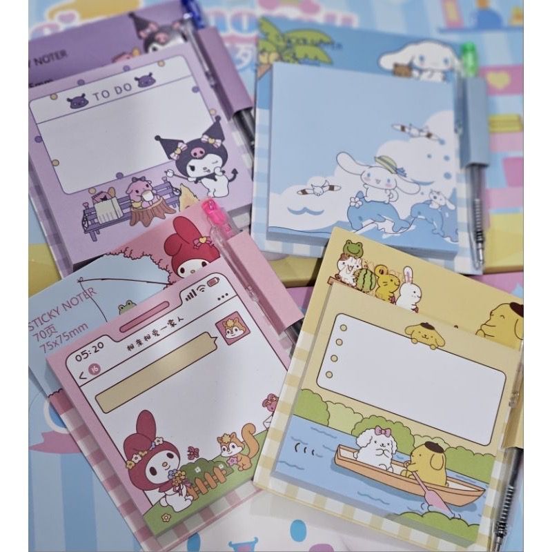 

SL88 - Sticky Note Mini + Pen Motif SANRIO Lucu 0380 Kuromi Cinnamoroll My Melody Pompompurin