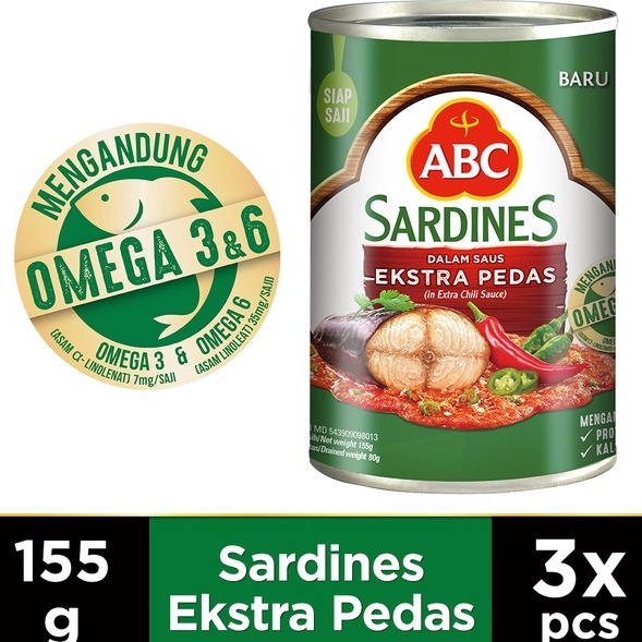 

Makin laris ABC Sarden Saus Extra Pedas 155 g Multi Pack 3 pcs