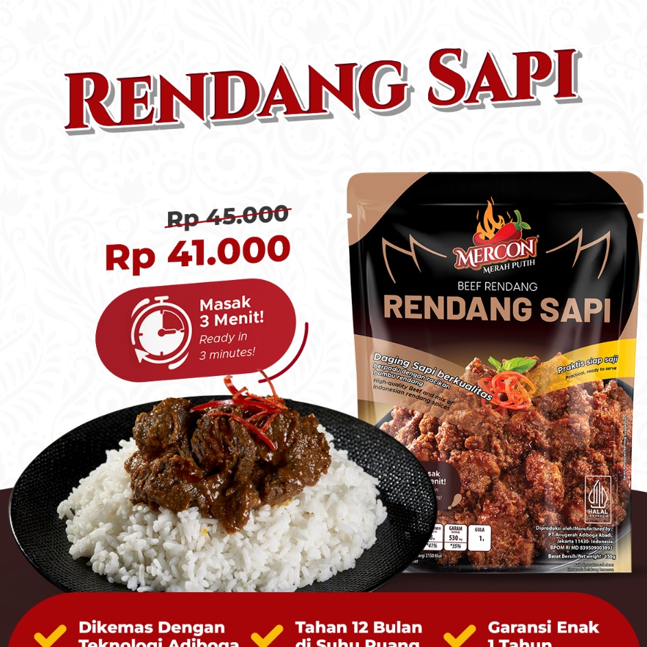 

Promo Keren Mercon Merah Putih Satuan Limited Edition Rendang Sapi