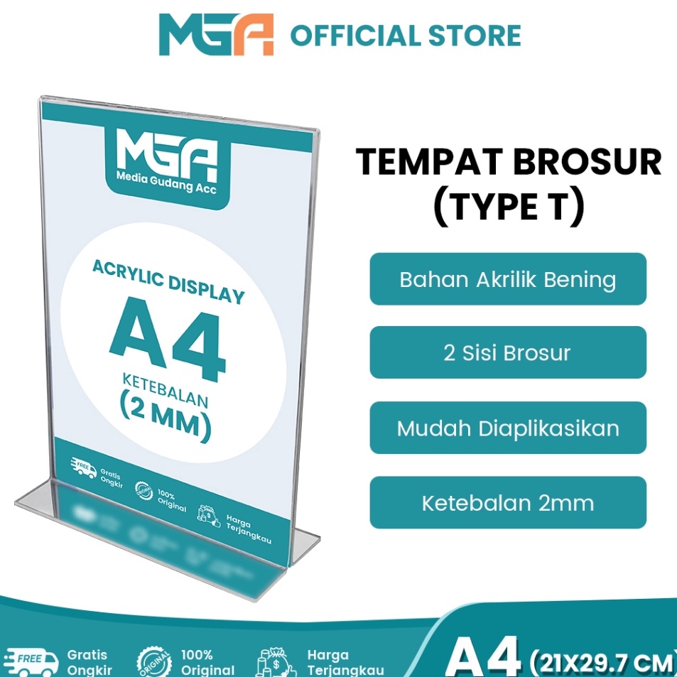 

Model Terpopuler TEMPAT BROSUR A4 2MM PORTRAIT 2 SISI TENT HOLDER TENT CARD STAND AKRILIK