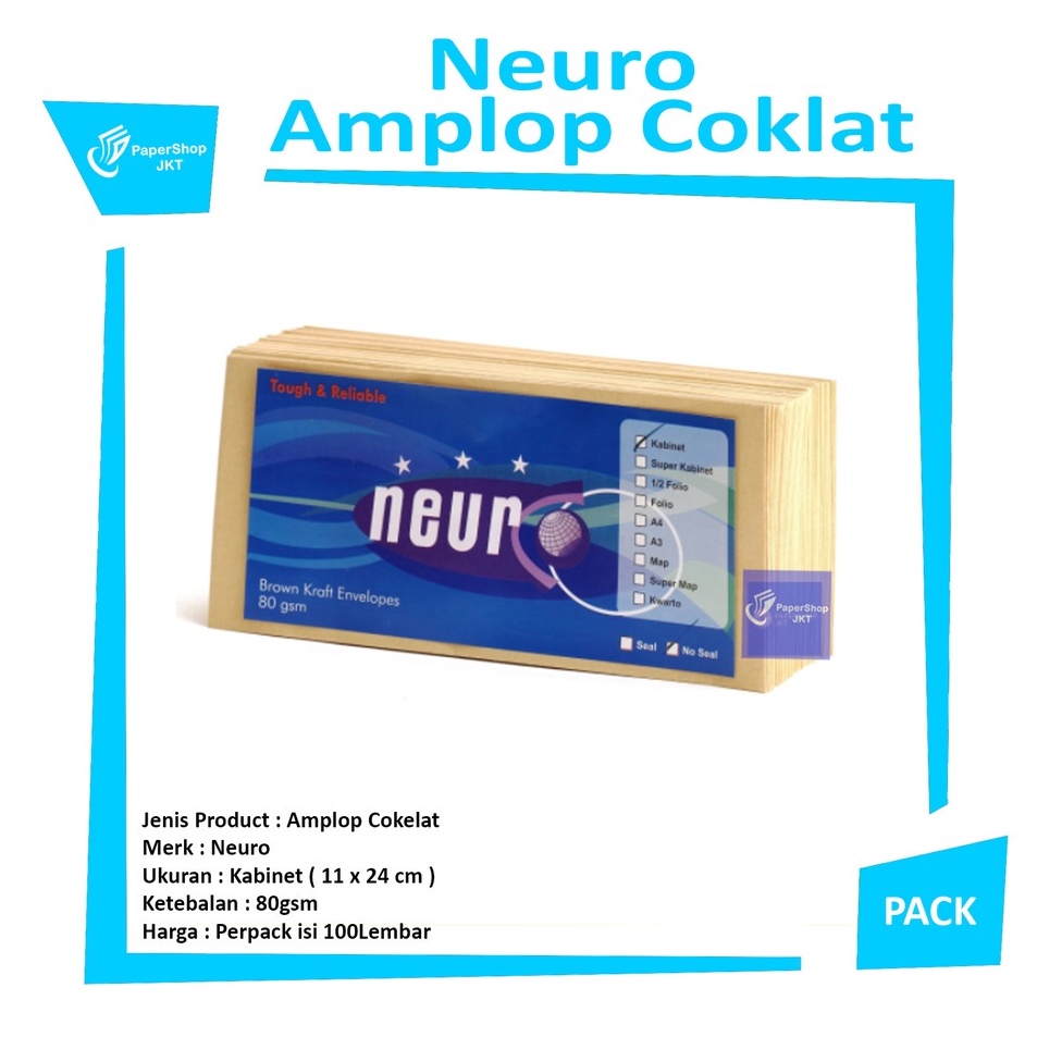 

Special Order NEURO Amplop Coklat Ukuran Kabinet Seal 11 x 24 cm Pack