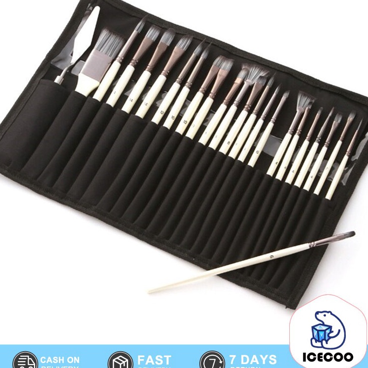 

Kualitas Heboh 24Pcs Kuas Lukis Set Artist Paint Brushes Set Untuk Artist Acrylic Painting Watercolor Oil