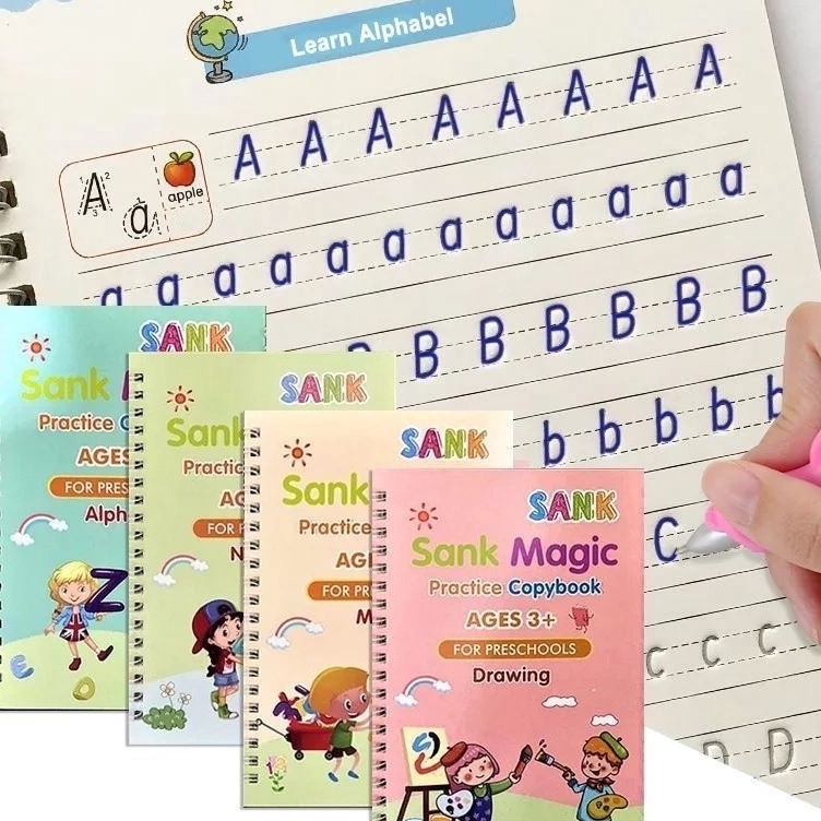 

Obral Puas Paket SANK Magic Practice Book isi 4 BUKU Pulpen Buku Belajar Anak Buku Mengenal Angka dan Huruf Buku belajar Menulis
