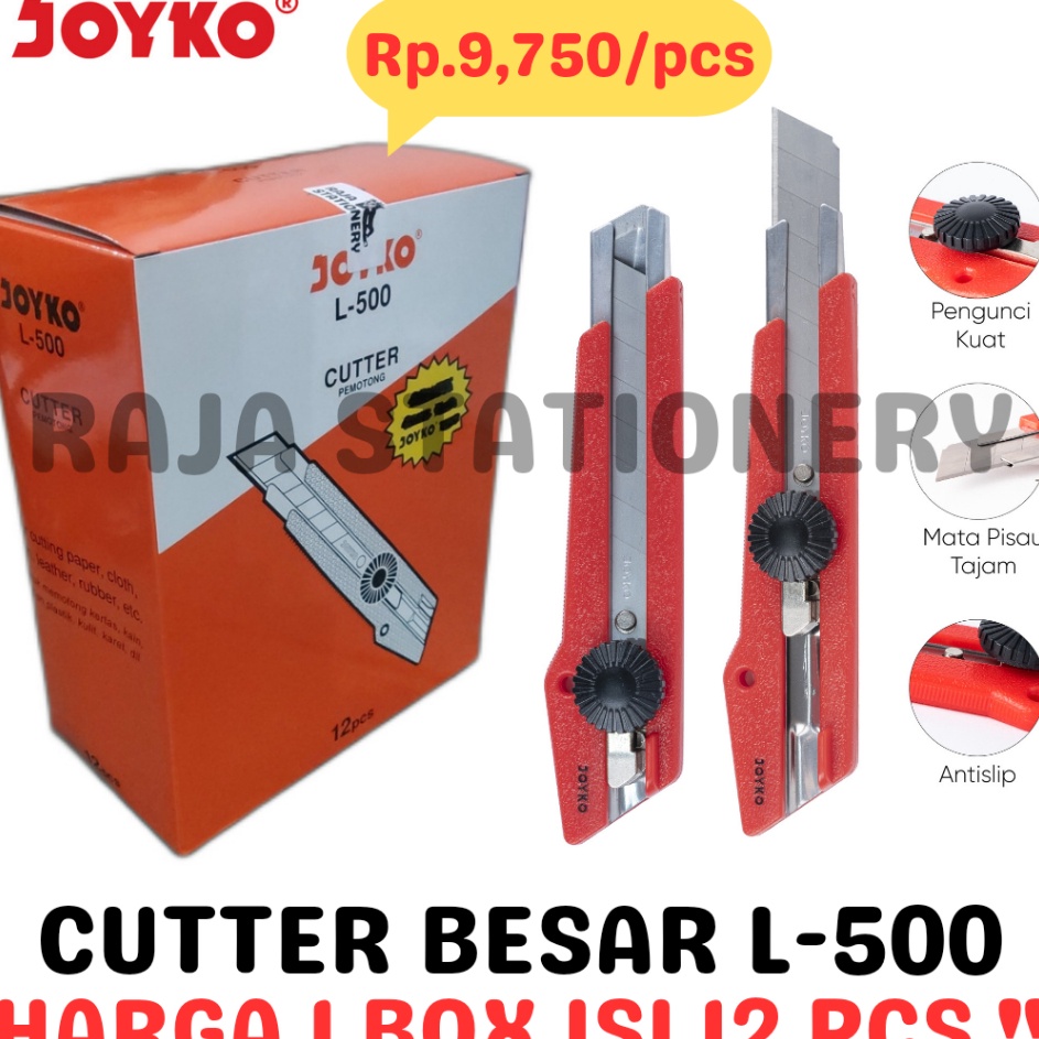 

Murah Sekarang JOYKO CUTTER BESAR PISAU POTONG PEMOTONG KERTAS SILET L5 12PCS