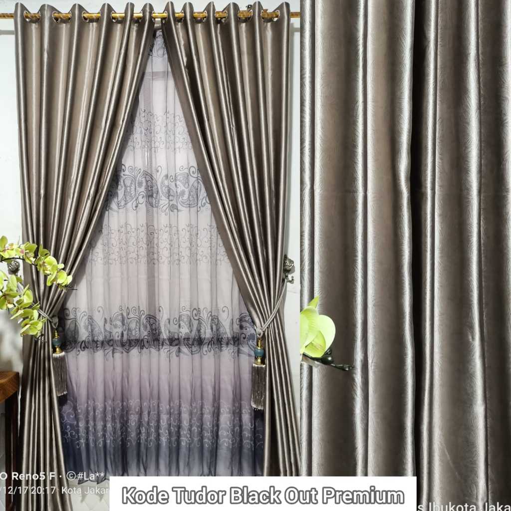 Gordyn Pintu Kamar - Gordyn Blackout Tudor Polos Warna Premium - Free Tali Tasel