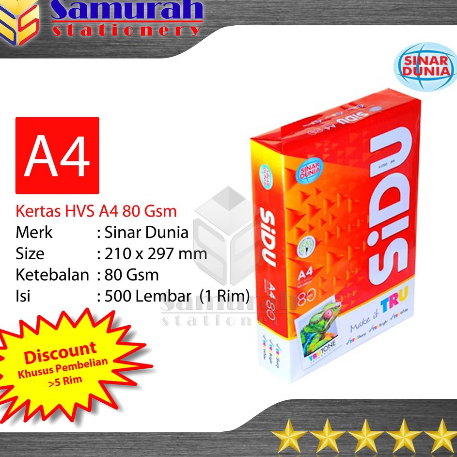 

First Order Kertas HVS Sinar Dunia A4 8 Gsm HVS Sidu A4 8 Gram Kertas Sidu A4 8gsm Kertas HVS Putih Print