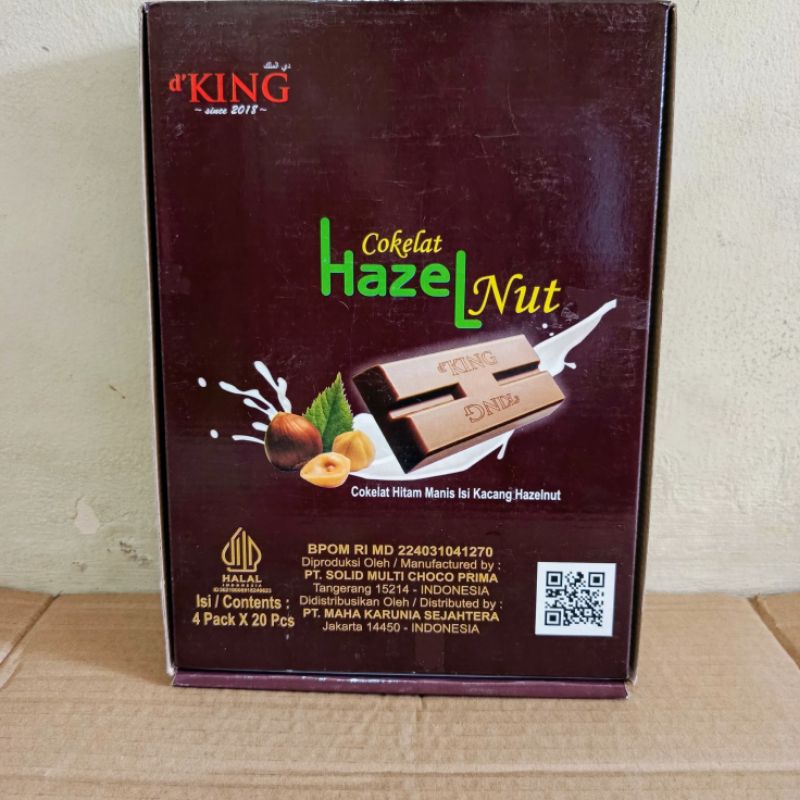 

1 dus isi 4 pack Coklat Hazelnut d'KING
