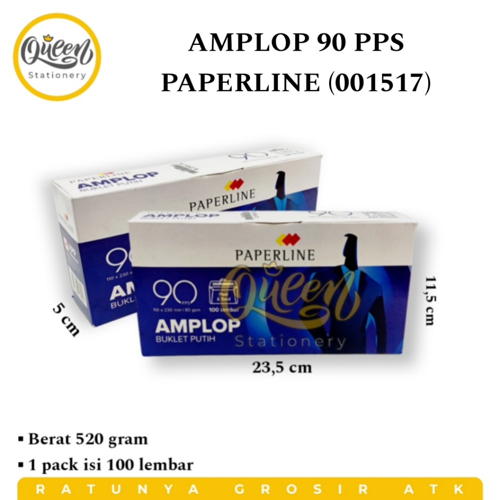 

1 PACK 100 LEMBAR AMPLOP 90 PPS PAPERLINE / AMPLOP PUTIH KABINET POLOS / AMPLOP PUTIH (001571)