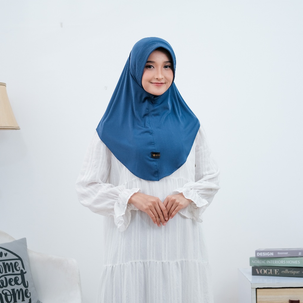 Denim Jilbab Bergo Instant Pet Jersey