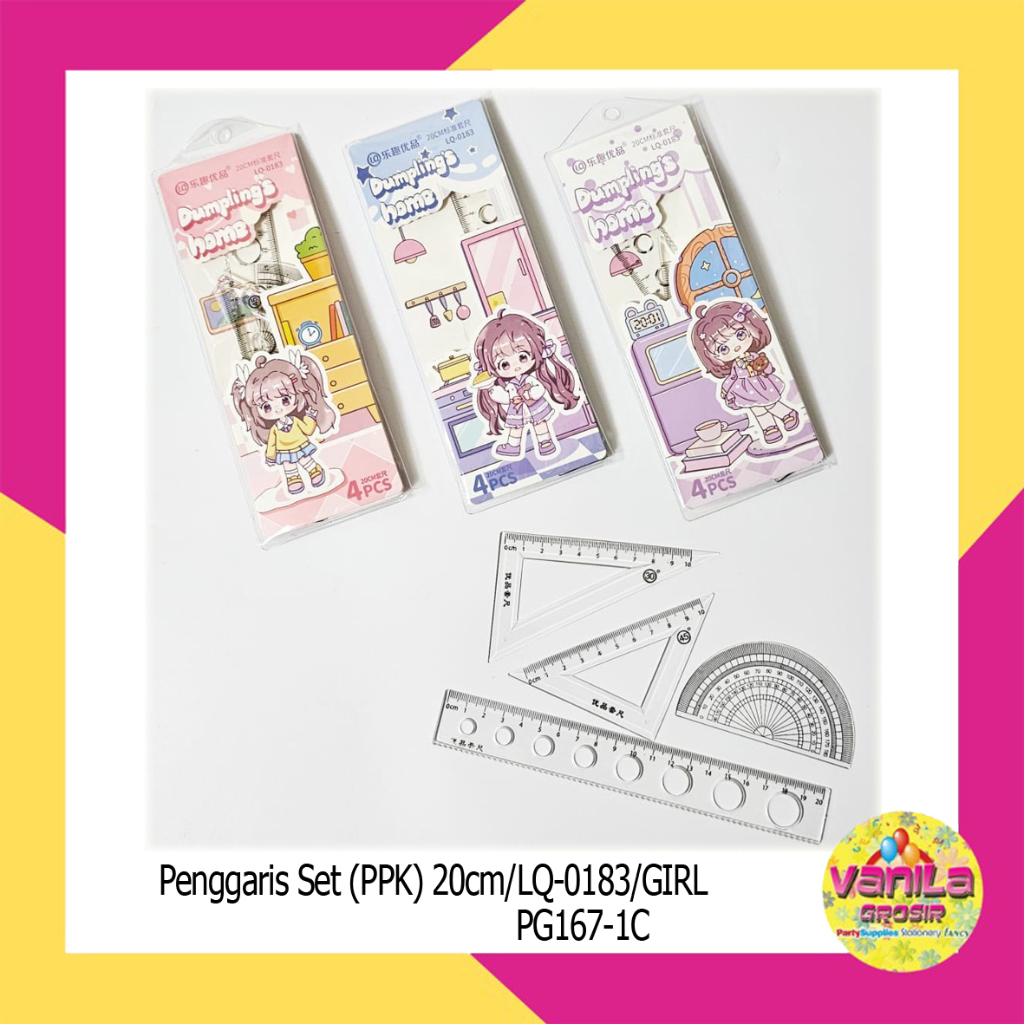 

(1Set) Penggaris Set Karakter Lucu, penggaris 4 in 1, penggaris cute ukuran 20 cm, penggaris sekolah