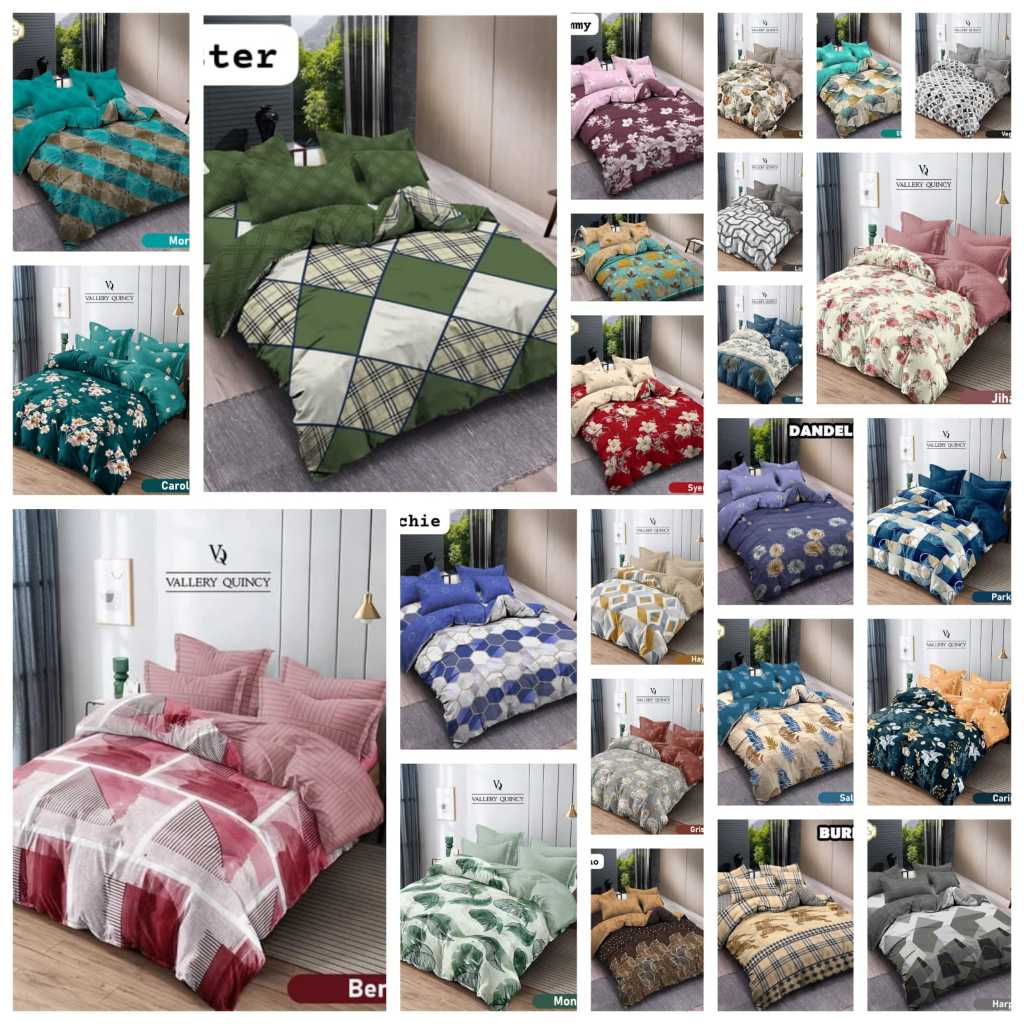 BEDCOVER DAN SPREI VALLERY QUINCY KING KARET TINGGI 30 CM UK 180X200