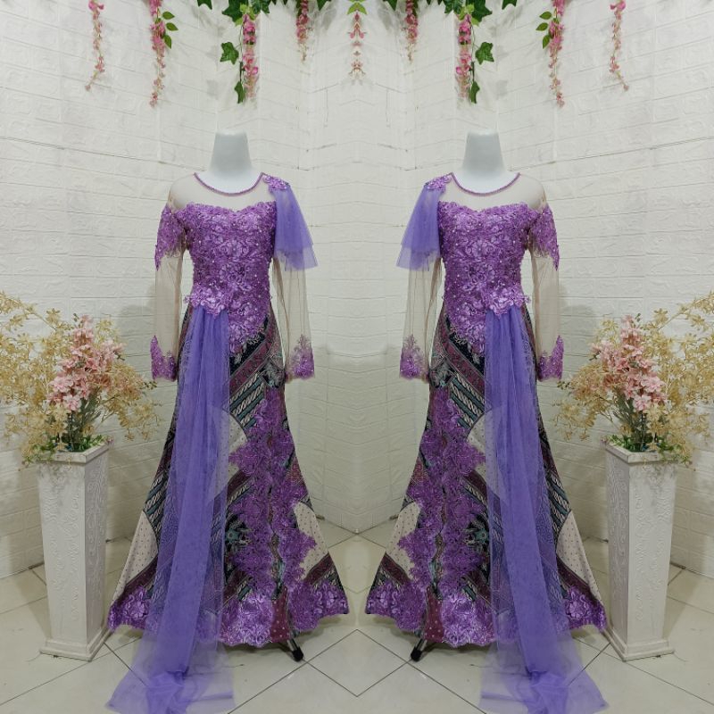 Duyung Batik Strech kombinasi Tile// dress pesta // gaun batik