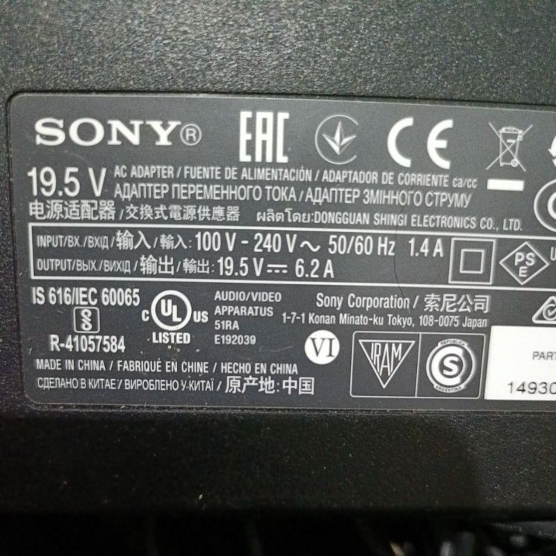 adaptor original tv led sony 19.5V 6.2A original