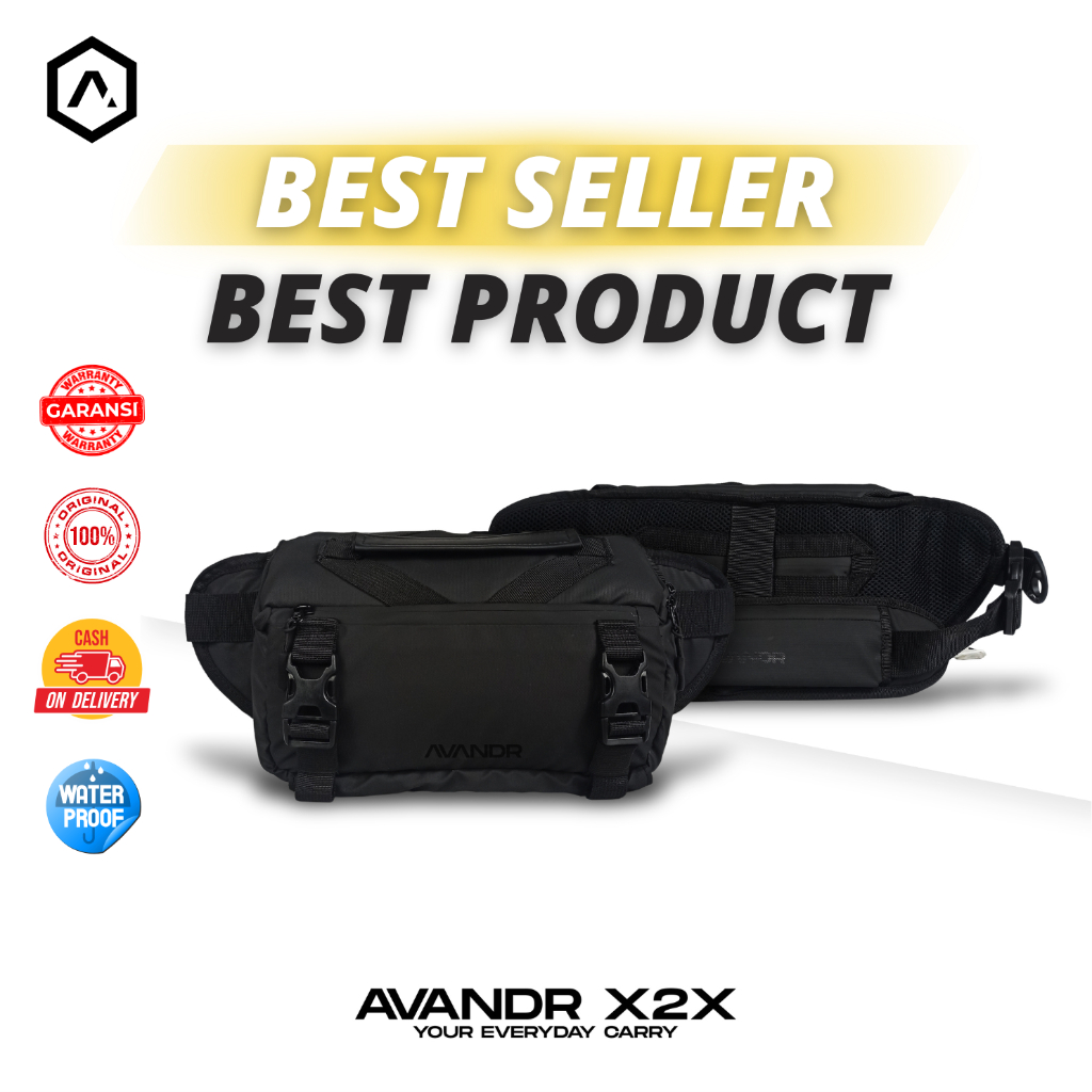 AVANDR X2X Waistbag Slingbag Slim dan Expandable Tas Pinggang Serba Guna Kapasitas Besar