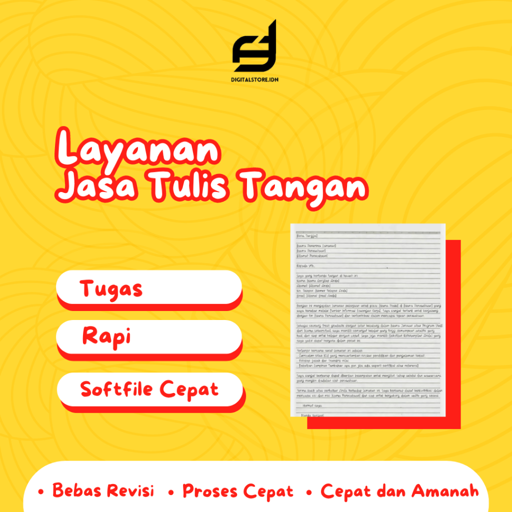 

Jasa Tulis Tangan / Rapi dan Cepat