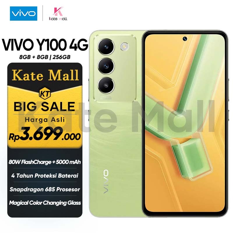 Vivo Y100 8/128GB 8/256GB NFC RAM 8GB+8GB Extended ROM 256GB Hp Vivo Terbaru 2024 Garansi Resmi