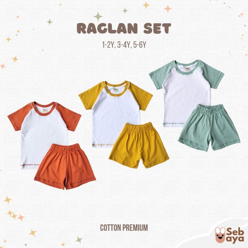Sebaya.id Setelan Baju Raglan Anak Katun 30s