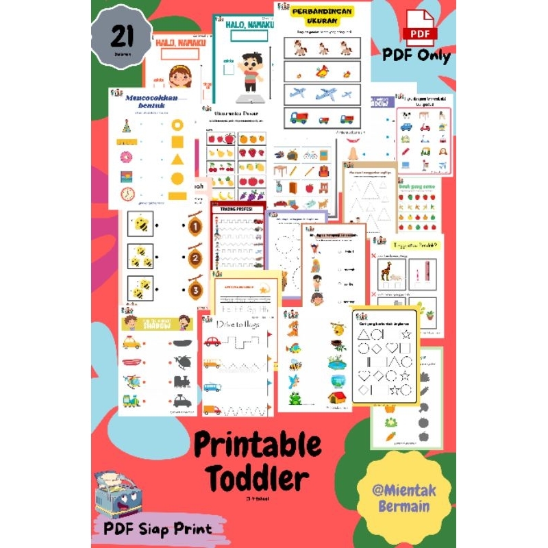 worksheet lembar kerja anak pra tk 3 tahun digital file pdf printable anak